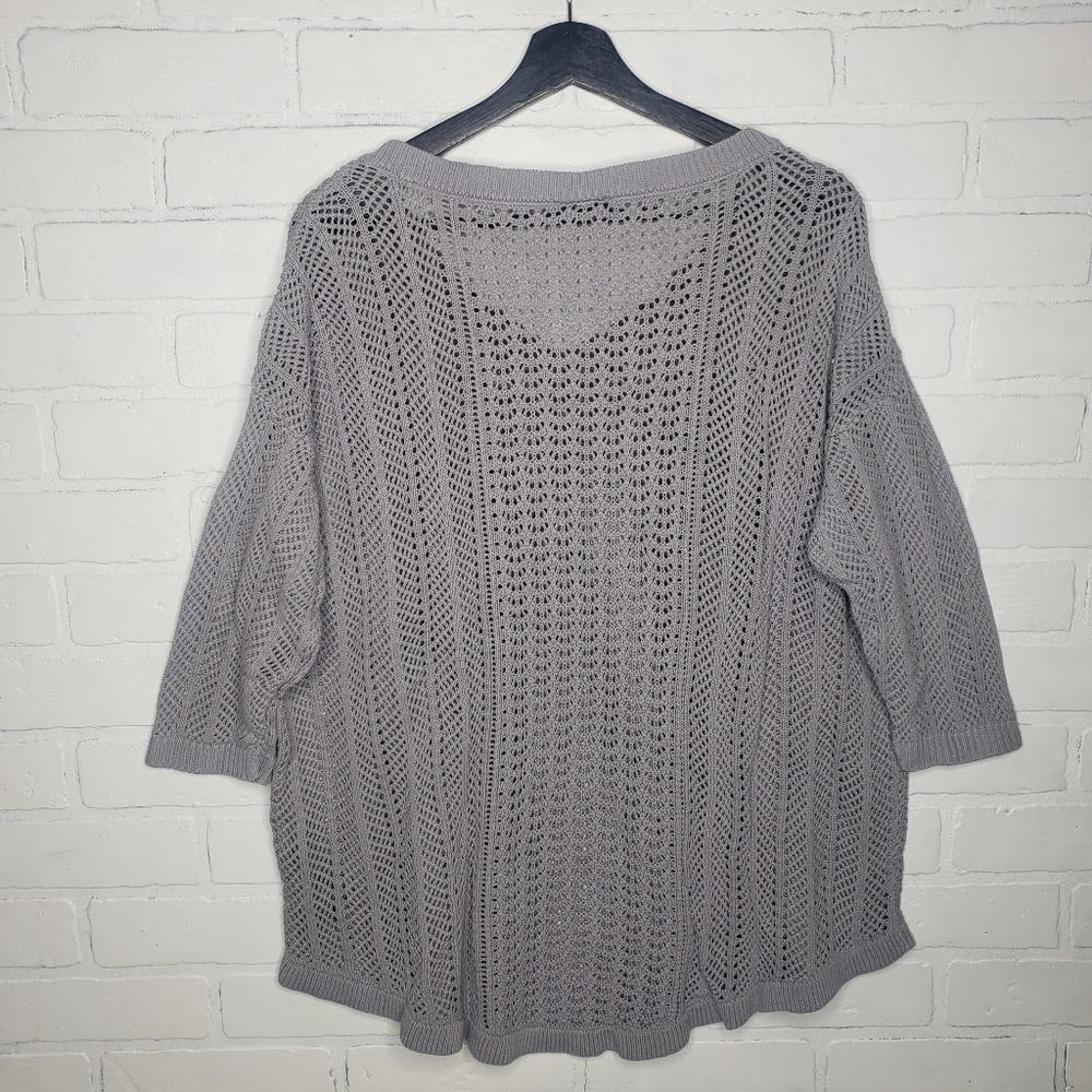 Torrid Grey Pointelle Knit Sweater - Picture 6 of 6